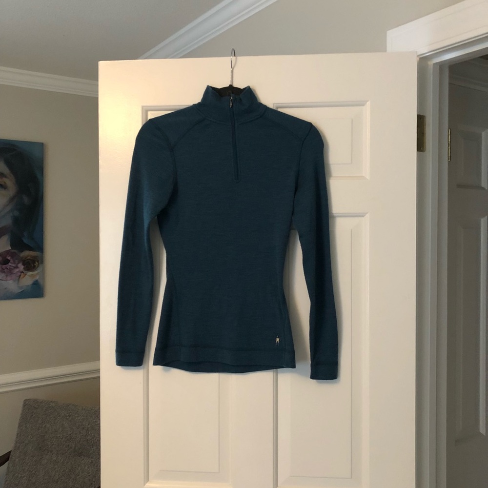 Teal Smartwool half zip up sweater small